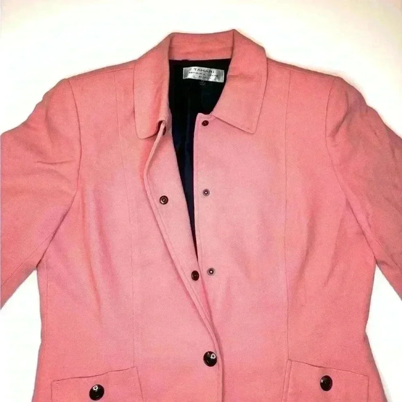 Tahari Arthur Levine Womens Coral Pink Jacket Petite Size 10P - Picture 4 of 9